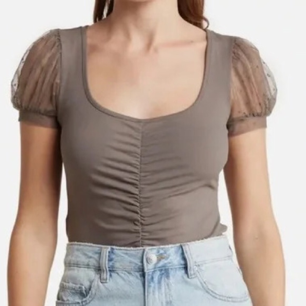 Intimately Free People Blush Up Cami Medium Sheer Mesh Brown Grey